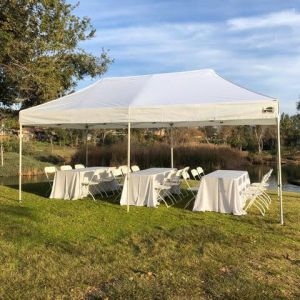 10X20 Canopy, 3 Tables with Linen & 18 Chairs Rentals in North County