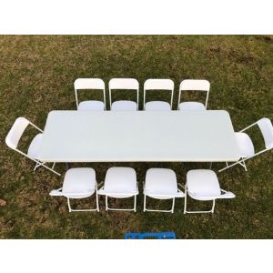 8ft Rectangular Table with 10 Chairs package Rentals in North County